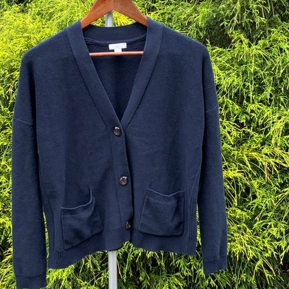 J. Jill Cropped Blue Knit Sweater EUC